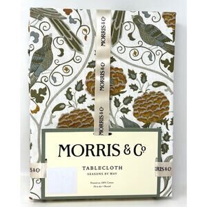 William Morris & Co Seasons by May Round Tablecloth 70” In. Birds Fall Colors